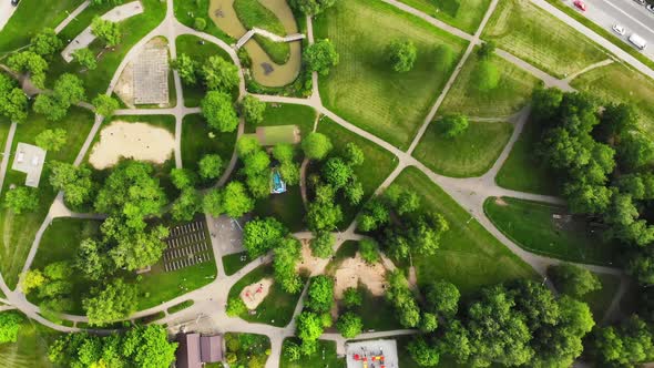 Cinematic Spin View Modern City Park In Siauliai