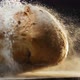 Wheat Bread Loaf with Flour Falls Down Onto Table on Black - VideoHive Item for Sale