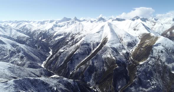 Snow covered mountains in tibet, China