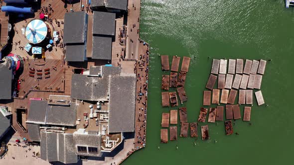 Aerial View of the Docks in San Francisco Near San Francisco Bay