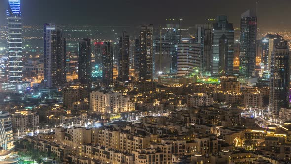 Dubai Downtown Night Timelapse