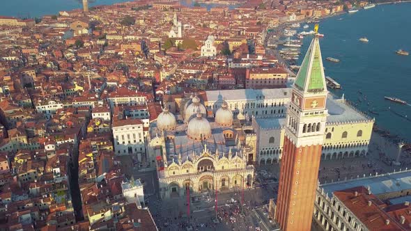 Aerial View of Venice Panoramic Landmark, Aerial View of Piazza San Marco or St Mark Square