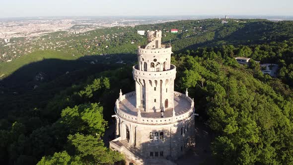 Budapest in the background of the Elizabeth tower.