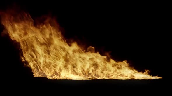 A Huge Bonfire In The Wind On A Black Background alt