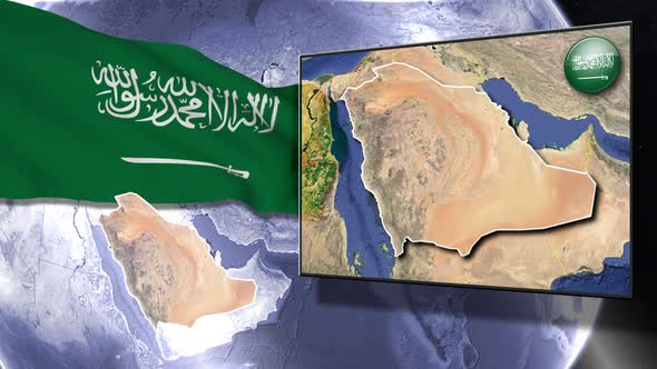 Saudi Arabia Flag And Map Animation