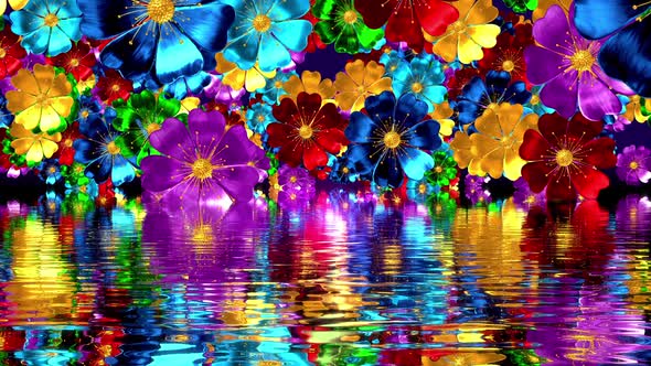 Colorful Flowers Over Water