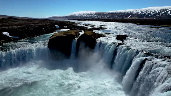 Northern Iceland  Drone video Waterfall Godafoss