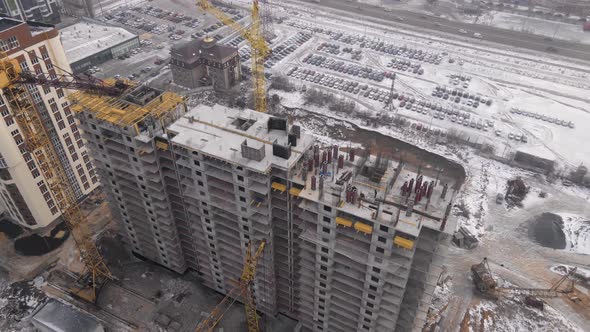 Aerial Flight Over a New Constructions Development Site