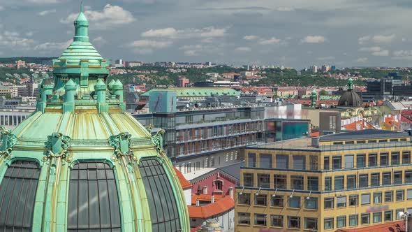 View From the Height Powder Tower in Prague Timelapse