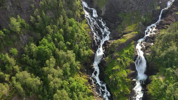 Latefossen Is One of the Most Visited Waterfalls in Norway and Is Located Near Skare and Odda