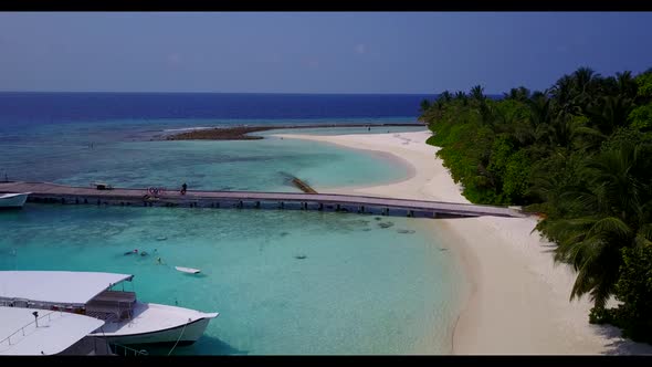 Aerial top down nature of beautiful coastline beach journey by aqua blue ocean and white sand backgr