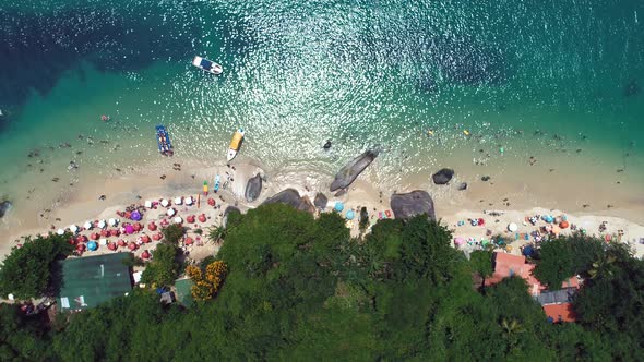 Tropical summer beach. Brazilian beach tourism landmark.