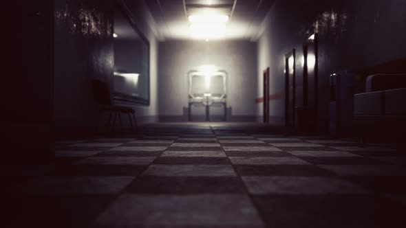 Empty Dark Hospital Laboratory Corridor alt