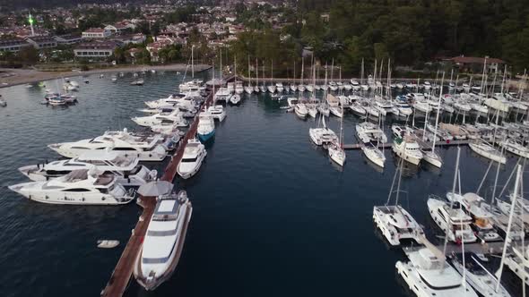 Aerial Overview of Yacht Marina in Gocek