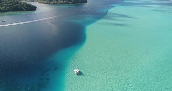 Island living views. Drone shot of water landscape in Tonga one