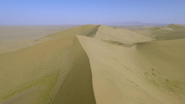 The Ridge of a Long Sand Dune in the Chinese Gobi Desert