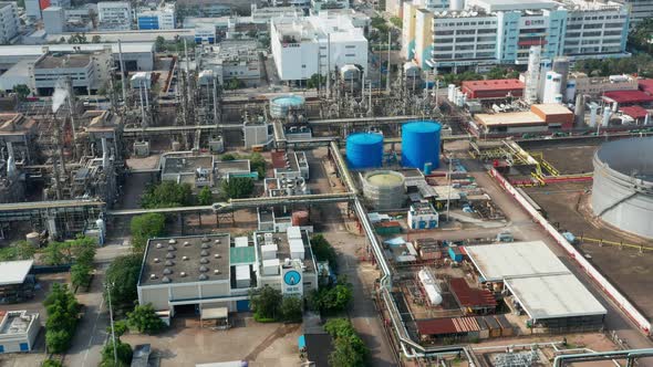 Top view of industrial factory plant