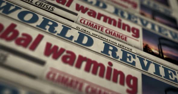 Global warming, climate change and environment crisis newspaper printing press alt