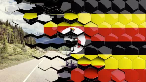 Uganda Flag Hexagon Transition - 4K Resolution