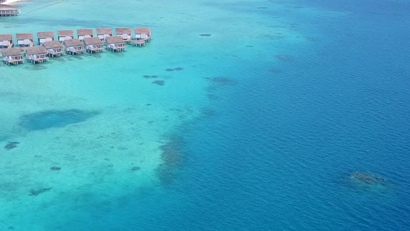 Aerial drone landscape of marine coast beach by sea with sand background