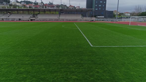 Football or Soccer Field with Border Lines Aerial View