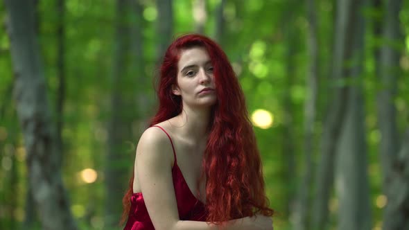 A young redhead woman