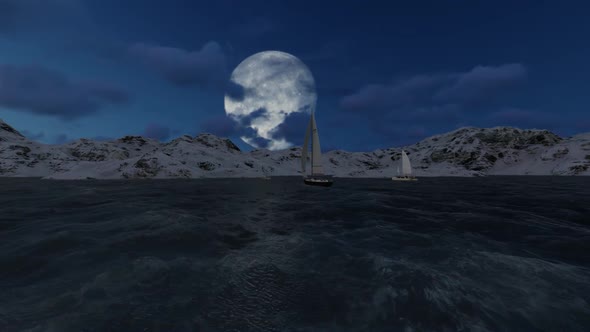 Panorama of the moon at night