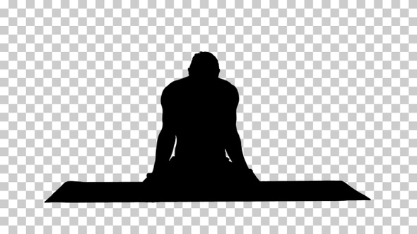 Silhouette man practicing yoga in lotus position., Alpha Channel