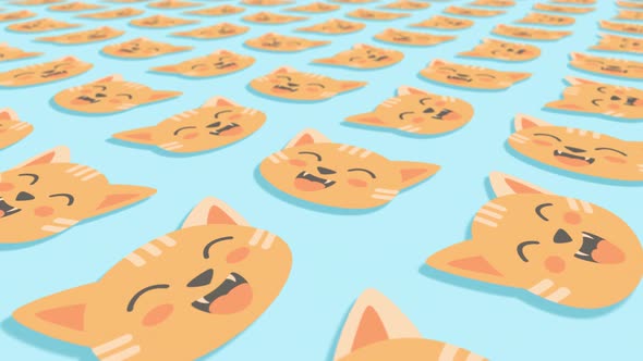 Collage Animation of Cat Faces Fly in Minimal Motion Design