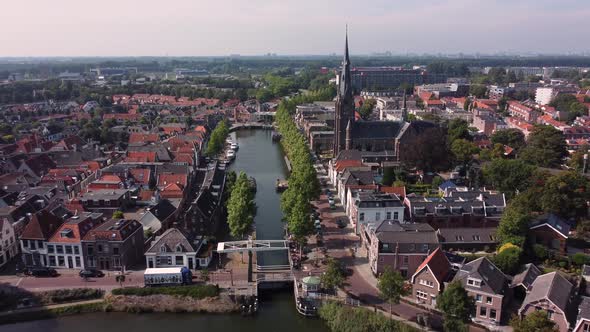 City Weesp in Holland with church aerial