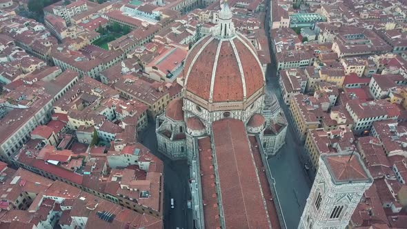 Aerial View on the City and Cathedral of Santa Maria Del Fiore