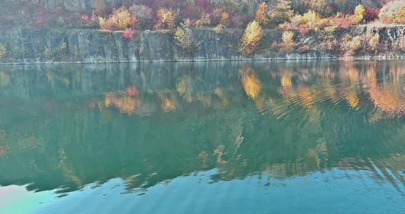 View of the Lake in a Granite Quarry As It Looks From Above