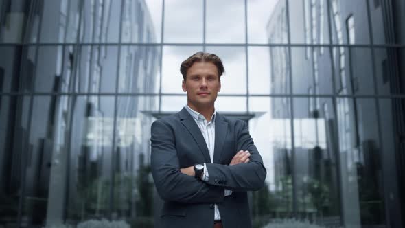 Confident Businessman Posing at Office Portrait