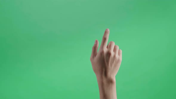 One Click And Slide To Right With One Finger On Green Screen Background