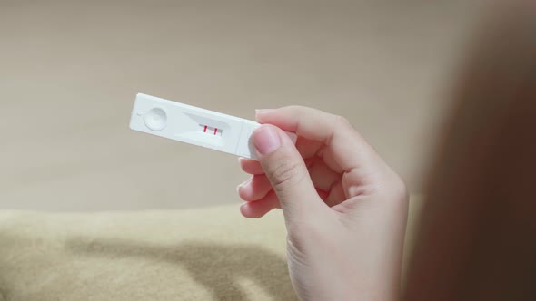 Woman Hand Holding Pregnancy Test, New Life And New Family Concept