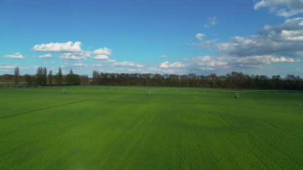 Irrigation Farming Field Aerial View