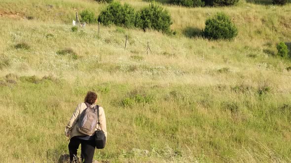 Happy Man Walking In The Countryside