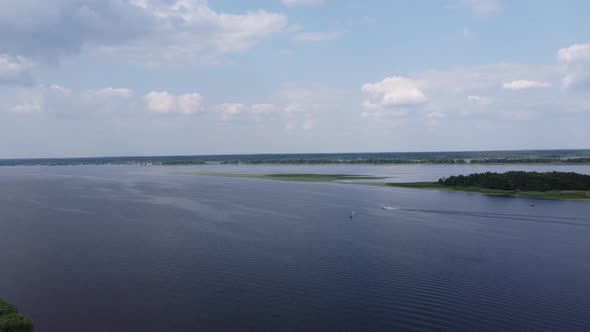 Sunny Day on a Calm River in Summer