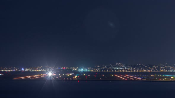 Aerial View of the Airport of Nice in South France Timelapse