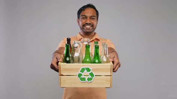 Happy Smiling Indian Man Sorting Glass Waste