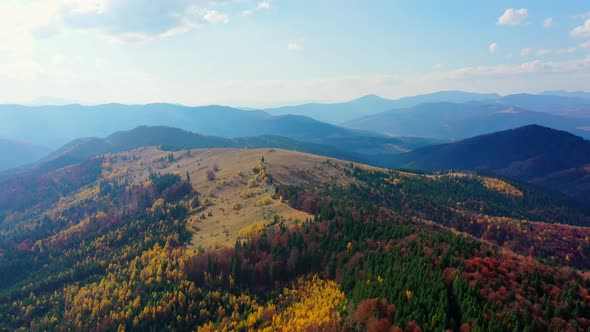 Aerial Drone Video Flying Over Carpathians Mountains, Ukraine, Europe