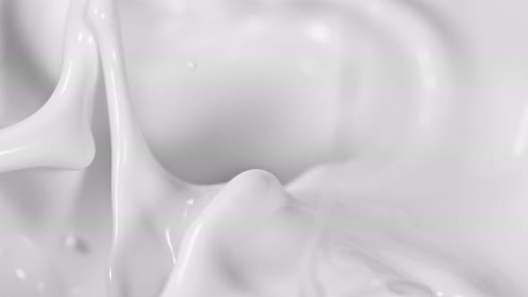 Super Slow Motion Shot of Splashing Milk at 1000Fps