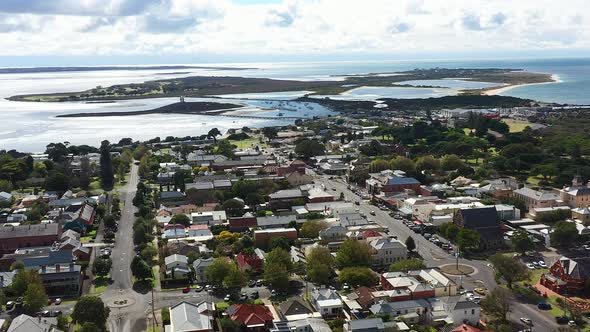 AERIAL Looking Over Queenscliff, Rabbit and Swan Island’s Australia