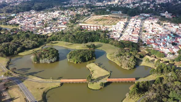 Curitiba Brazil. Public park at downtown city of Parana state.