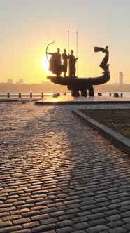 Monument To the Founders of the City in the Morning at Dawn