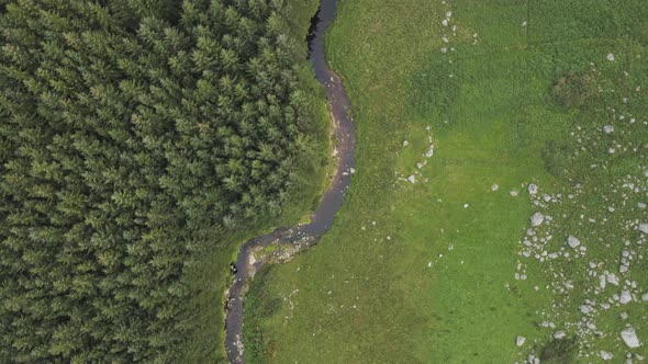 Captivating magical stream Wicklow terrain Ireland aerial