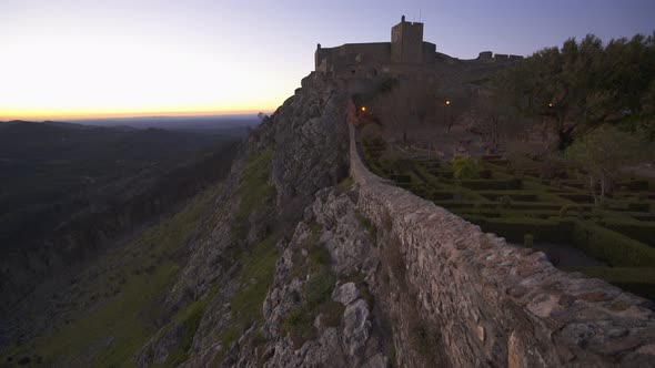 Village of Marvao and castle on top of a mountain in Portugal