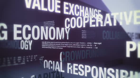 Sharing Economy Related Terms Seamlessly Looping Background Animation.