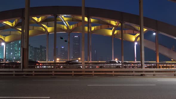 Bridge Night City Traffic