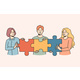 Happy Employees Connect Jigsaw Puzzles - GraphicRiver Item for Sale